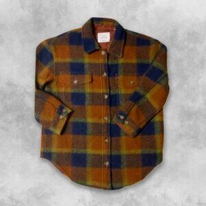 Aritzia Wilfred Free Ganna Wool Cuff Button Jacket Multicolor Plaid W US XL BNWT